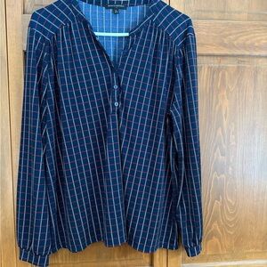 Banana Republic Blue and Red Checkered Blouse
